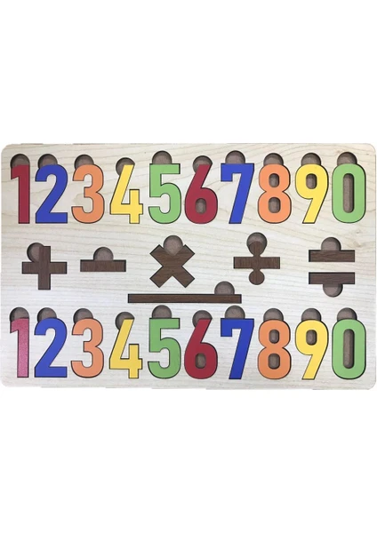 Farbu Oyuncak Renkli Sayılar Işlemler 27 Pcs Eğitici Ahşap Puzzle FBP12