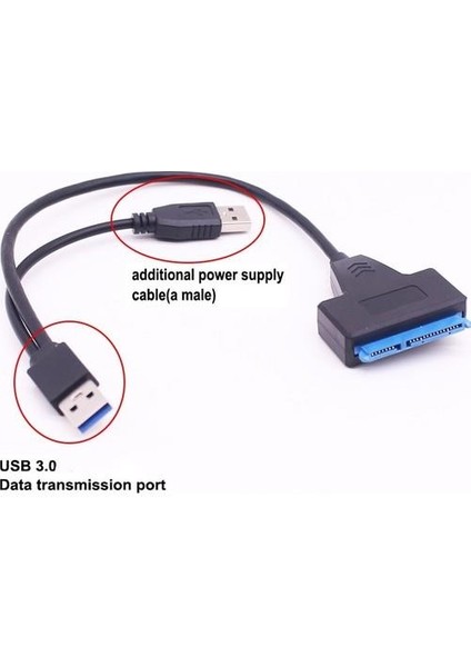 USB 3.0 To 2.5-3.5 Inç Sata Çevirici + 12 Volt Adaptör