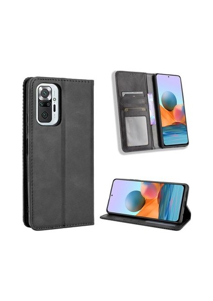 Xiaomi Redmi Note 10 Pro Max Manyetik Cüzdan Kılıf - Siyah (Yurt Dışından)