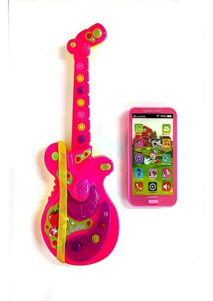 Berat Toys Berattoys Iki Ürün Bir Arada Türçe Müzikli Gitar ve Dokunmatik Türkçe Müzikli Ilk Telefonum