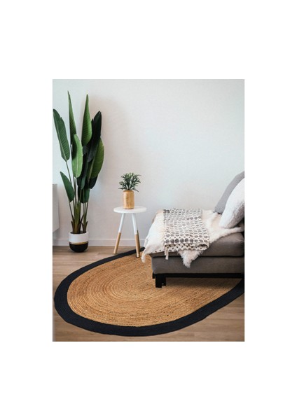 Agra Jute Black Yuvarlak
