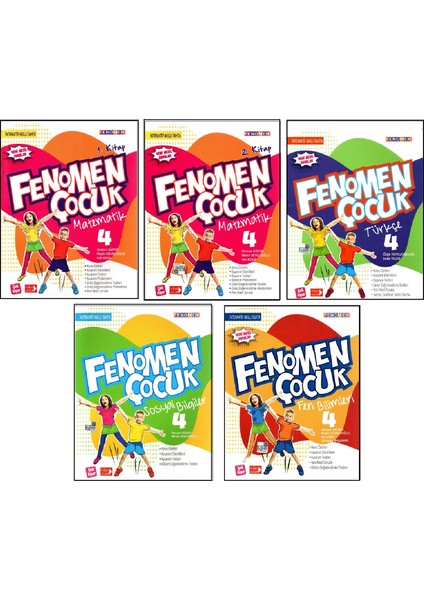 Fenomen Çocuk 4. Sınıf Set Matematik 2 Kitap+Türkçe+Fen+Hayat Bilgisi 5 Kitap