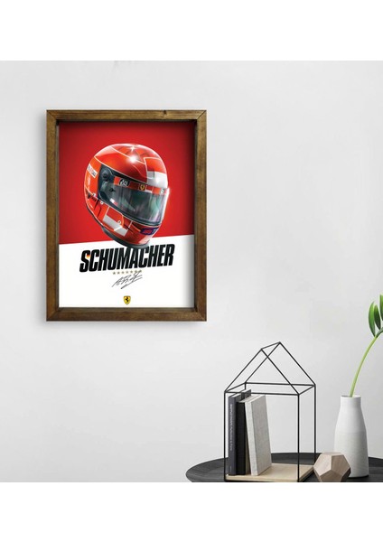 Gift F1 Schumacher Tasarımlı Doğal Masif Ahşap Çerçeveli Tablo 30X40CM-1 fiyatları