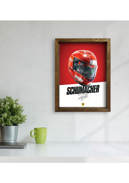 Gift F1 Schumacher Tasarımlı Doğal Masif Ahşap Çerçeveli Tablo 30X40CM-1 modelleri