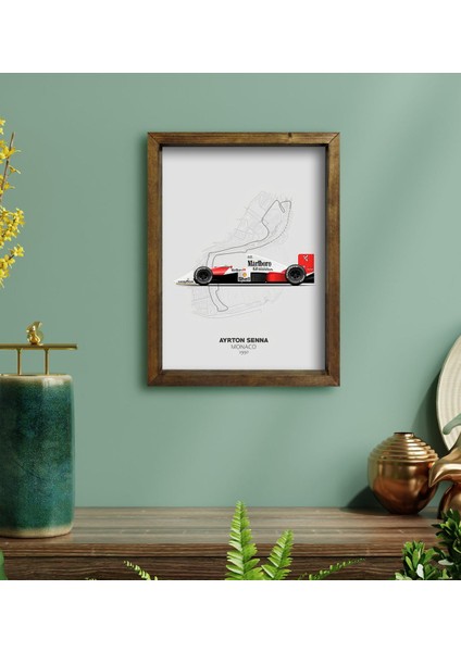 Gift Formula 1 Tasarımlı Doğal Masif Ahşap Çerçeveli Tablo 30X40CM-14