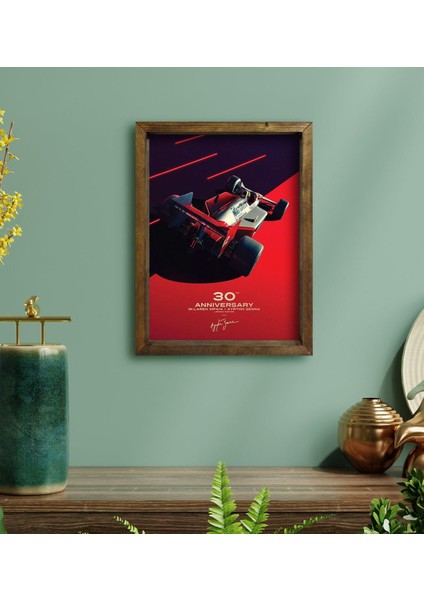 Bk Gift Formula 1 Tasarımlı Doğal Masif Ahşap Çerçeveli Tablo 30X40CM-6
