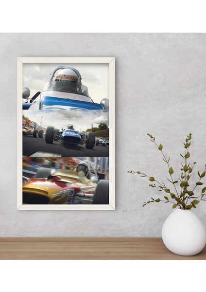 Gift Formula 1 Tasarımlı Dekoratif Ahşap Beyaz Çerçeveli Tablo-9