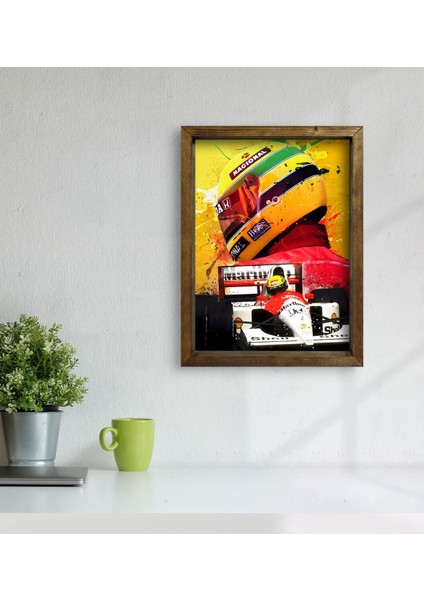 Gift F1 Ayrton Senna Tasarımlı Doğal Masif Ahşap Çerçeveli Tablo 45X65CM-2 modelleri