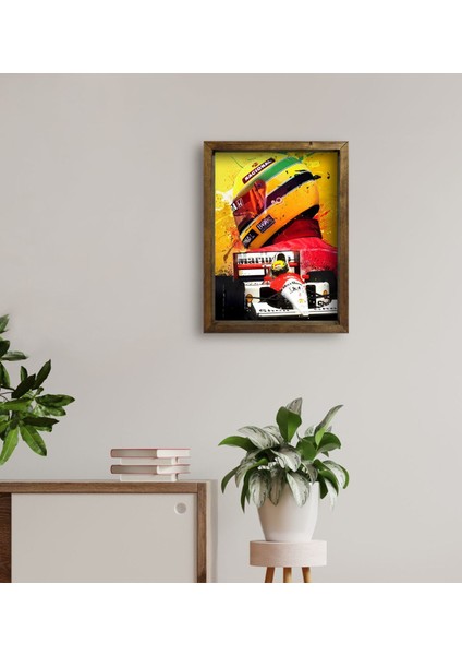 Gift F1 Ayrton Senna Tasarımlı Doğal Masif Ahşap Çerçeveli Tablo 45X65CM-2 fırsatları
