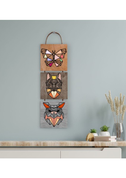 Gift 3 Parça Ipli Ahşap Tablo Seti-66