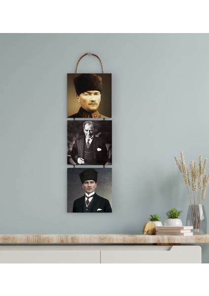 Gift 3 Parça Ipli Ahşap Tablo Seti-55