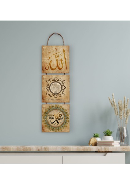 Gift 3 Parça Ipli Ahşap Tablo Seti-11