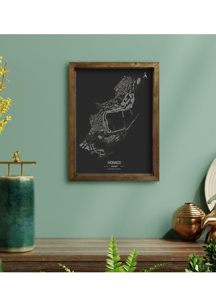 Gift Monaco Pist Tasarımlı Doğal Masif Ahşap Çerçeveli Tablo 30X40CM-1