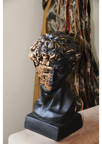 Davut Büst Parçalı Heykel Siyah Dekoratif Obje