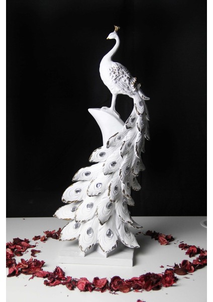 Dekoratif Beyaz Dikey Tavuskuşu Biblo Döküm Polyester Hediyelik Biblo fiyatları