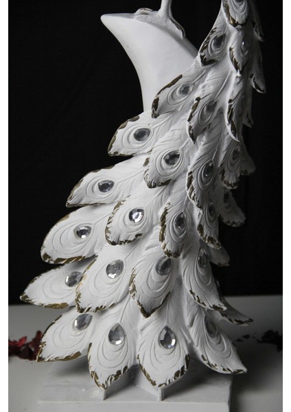 Dekoratif Beyaz Dikey Tavuskuşu Biblo Döküm Polyester Hediyelik Biblo modelleri