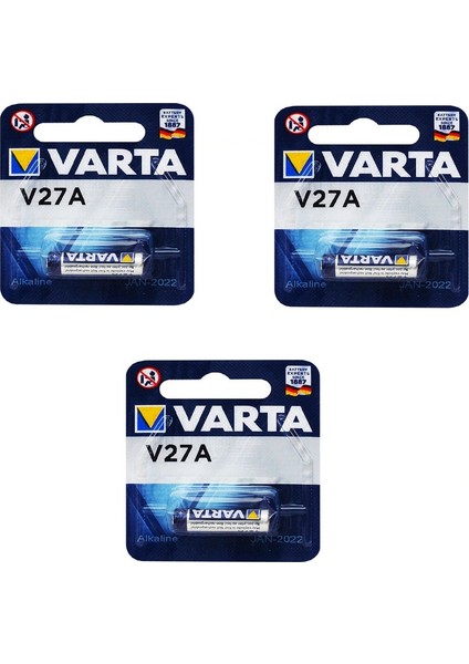 V27A Küçük Alkalin İnce Kalem Pil 3'lü