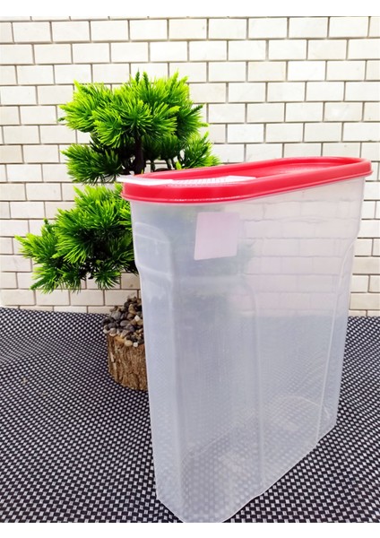 6 L Kırmızı Kapak Plastik Erzak Kabı