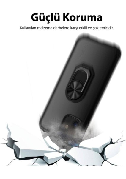 Caseworld Samsung Galaxy M32 Kapak Şeffaf Yüzüklü Kenar Korumalı Standlı Kılıf - Kırmızı fiyatları