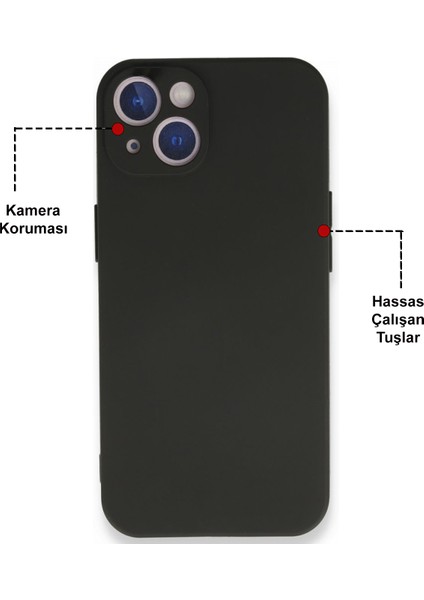 Caseworld Apple iPhone 13 Kapak Mat Siyah Yumuşak Silikon Kılıf