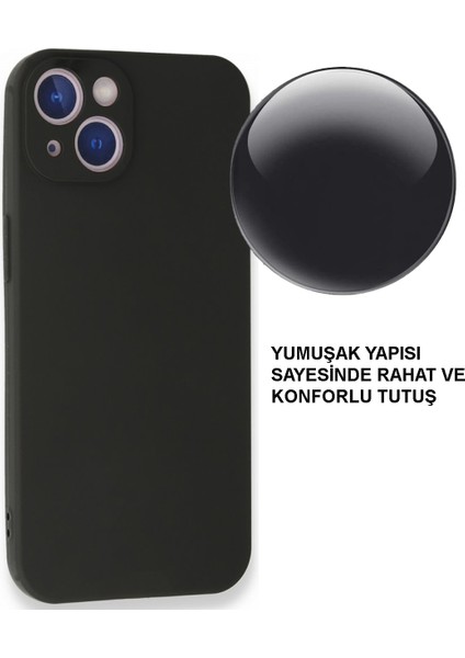 Caseworld Apple iPhone 13 Kapak Mat Siyah Yumuşak Silikon Kılıf
