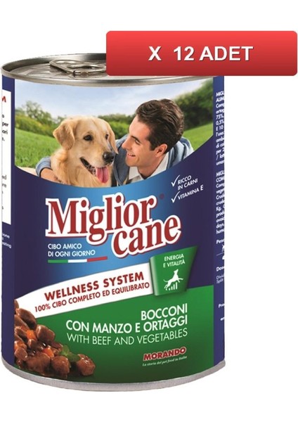 Cane Biftekli Sebzeli Köpek Konserve Maması 405 gr 12 Adet