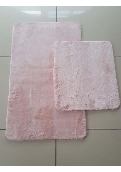 Puffy Kaydırmaz Tabanlı 2'li Banyo Paspas Takımı Pudra indirimleri