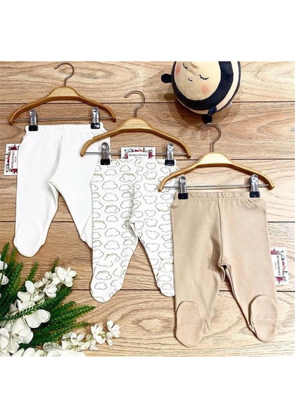 3'lü Penye Bebek Pijama Takım Bulut Mavi Pembe Kahverengi
