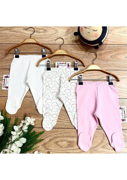 3'lü Penye Bebek Pijama Takım Bulut Mavi Pembe Kahverengi