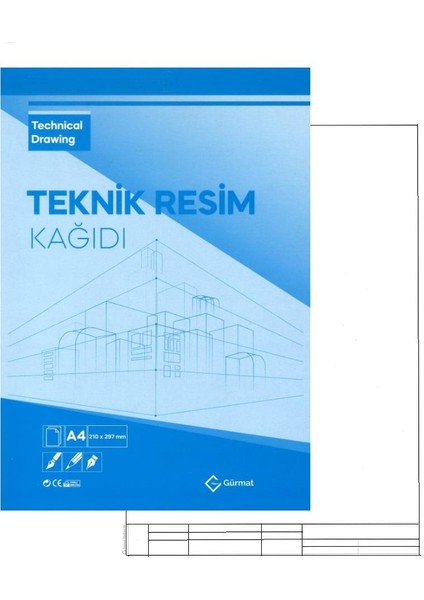 A4 Teknik Resim Defteri Dik 40 Yaprak Antetli 1 Adet