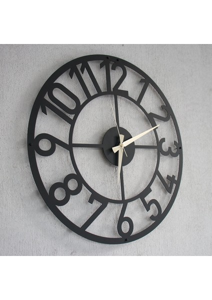 - Dekoratif Yuvarlak Rakamlı Metal Duvar Saati 50X50CM - Ofis Salon Mutfak Işyeri Için Uygun