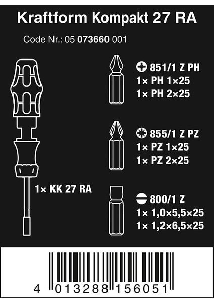 K. Kompakt 27 RA 1 SB Cırcırlı Bitsli Tornavida 05073660001
