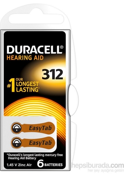 Duracell 312 Numara 6 Lı Işitme Cihazı Pili