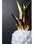 Joy Home&Accessories Beyaz Geometrik Desenli  Gold Detaylı Polyresin Dekoratif Ananas Biblosu 4