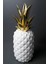 Joy Home&Accessories Beyaz Geometrik Desenli  Gold Detaylı Polyresin Dekoratif Ananas Biblosu 5