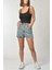 Beli Lastikli Büzgülü Kot Şort - Denim Denim - 32 2
