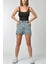 Beli Lastikli Büzgülü Kot Şort - Denim Denim - 32 5