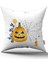 Turuncu Halloween Balkabağı Desenli Dijital Baskılı Kırlent Kılıfı CGH741 1