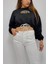Baskılı Önden Bağlamalı Sweatshirt Siyah 1