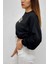 Baskılı Önden Bağlamalı Sweatshirt Siyah 4