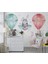 Tavşanları Taşıyan Uçan Balon Desenli 3D Duvar Kağıdı 3