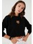 Baskılı Bisiklet Yaka Pamuklu Crop Sweat Kadın Sweat 601MS1342 1