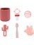 6'lı Set Bardak Bordo, Püre Pembe, Tabak Pembe, Kaktüs Bordo, Kaşık Pembe, Önlük Pembe 1
