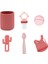 6'lı Set Bardak Bordo, Püre Pembe, Tabak Pembe, Kaktüs Bordo, Kaşık Pembe, Önlük Bordo 1