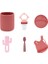6'lı Set Bardak Bordo, Püre Pembe, Tabak Bordo, Kaktüs Pembe, Kaşık Bordo, Önlük Bordo 1