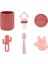 6'lı Set Bardak Bordo, Püre Pembe, Tabak Bordo, Kaktüs Bordo, Kaşık Pembe, Önlük Pembe 1