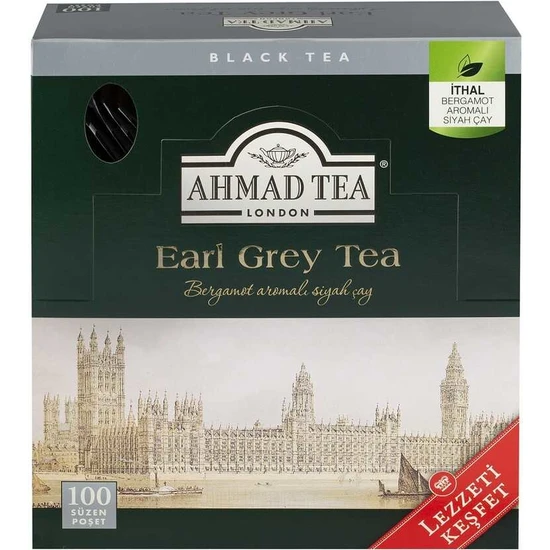 Ahmad Tea Earl Grey 100'LÜ Bardak Poşet 2 x 100 gr Bergamot Aromalı Siyah Çay