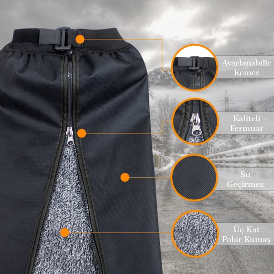 Ankaflex Motorcu Kurye Yağmurluk Polarlı Su ve Rüzgar Geçirmez Yandan Fermuarlı Pantolon