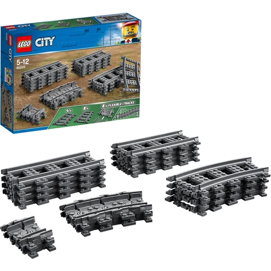 LEGO® City Raylar 60205 -5 Yaş ve Üzeri Çocuklar için LEGO® City Setleriyle Uyumlu Yaratıcı Oyuncak Yapım Seti (20 Parça)