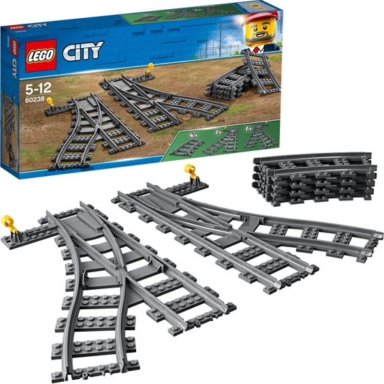 LEGO® City Değiştiren Makaslar 60238 - 5 Yaş ve Üzeri Tren Seven Çocuklar için LEGO® City Setleriyle Uyumlu Yaratıcı Oyuncak Yapım Seti (8 Parça)